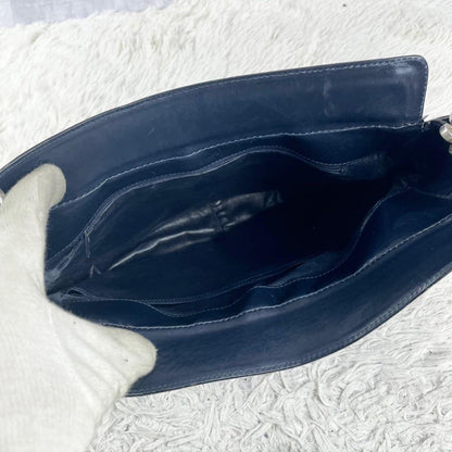 CELINE Shoulder Bag Purse Horse carriage Leather Navy Authentic