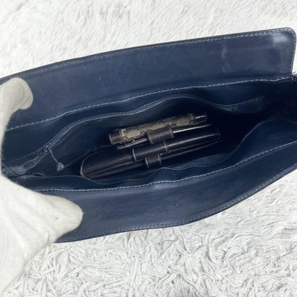 CELINE Shoulder Bag Purse Horse carriage Leather Navy Authentic