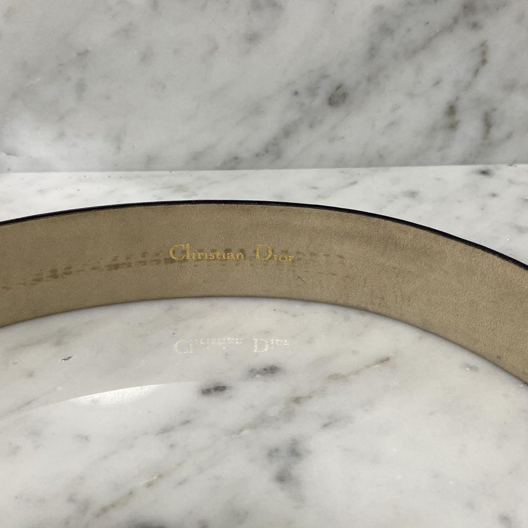 Christian Dior Men's Belt Logo Leather Navy Authentic