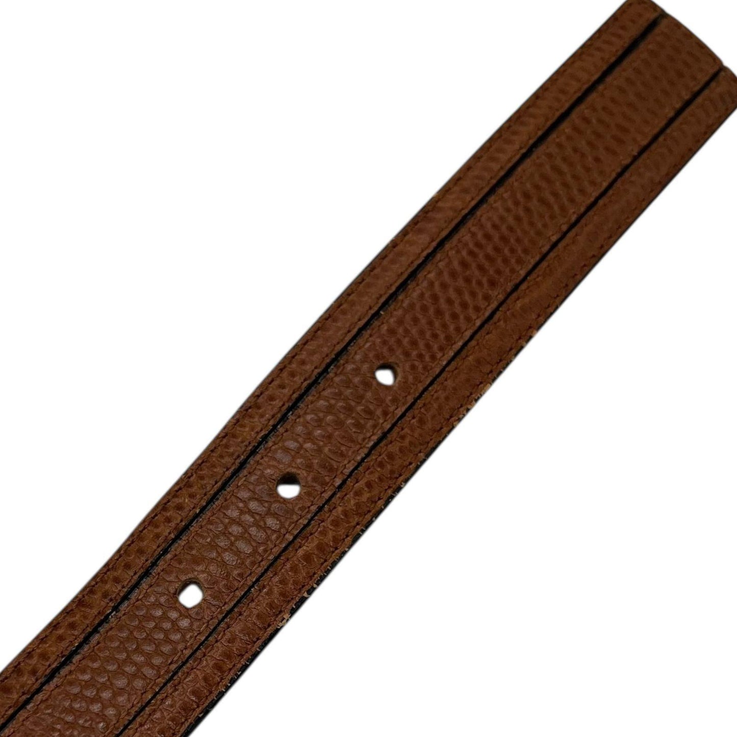 Saint Laurent Men's Belt YSL Cassandra Leather Brown Metallic Gray Authentic