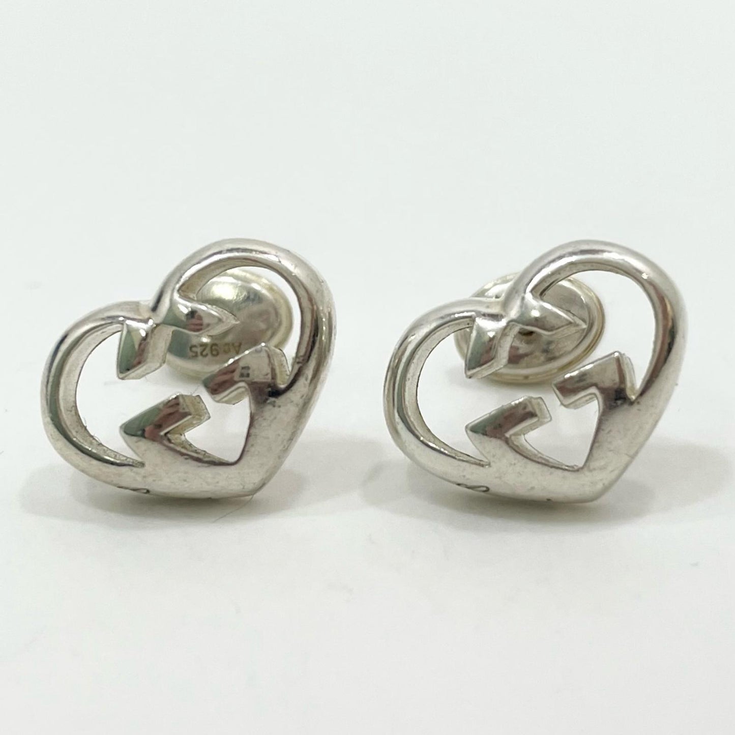 GUCCI Earrings Interlocking G Heart Silver AG925 Women Accessory Authentic