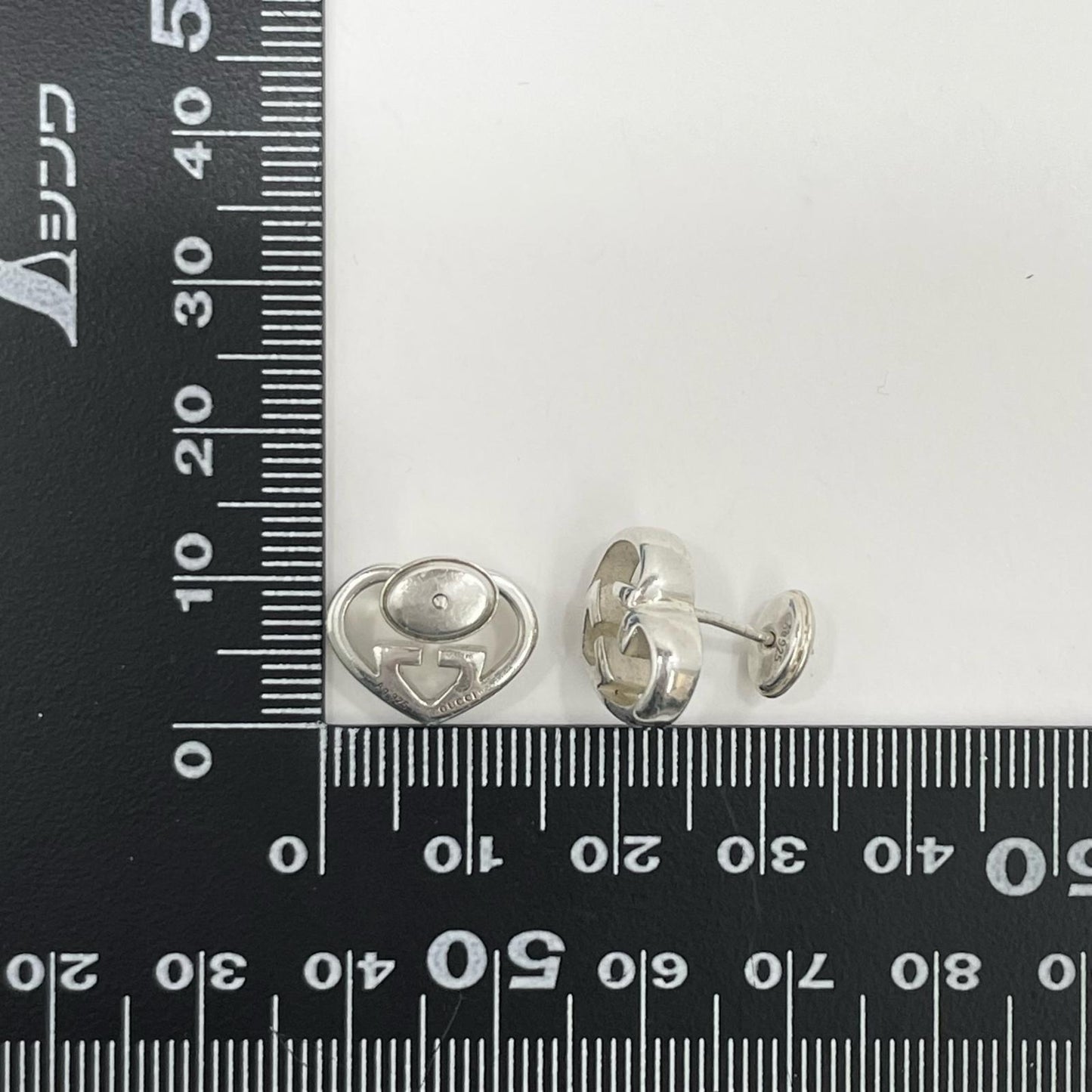 GUCCI Earrings Interlocking G Heart Silver AG925 Women Accessory Authentic