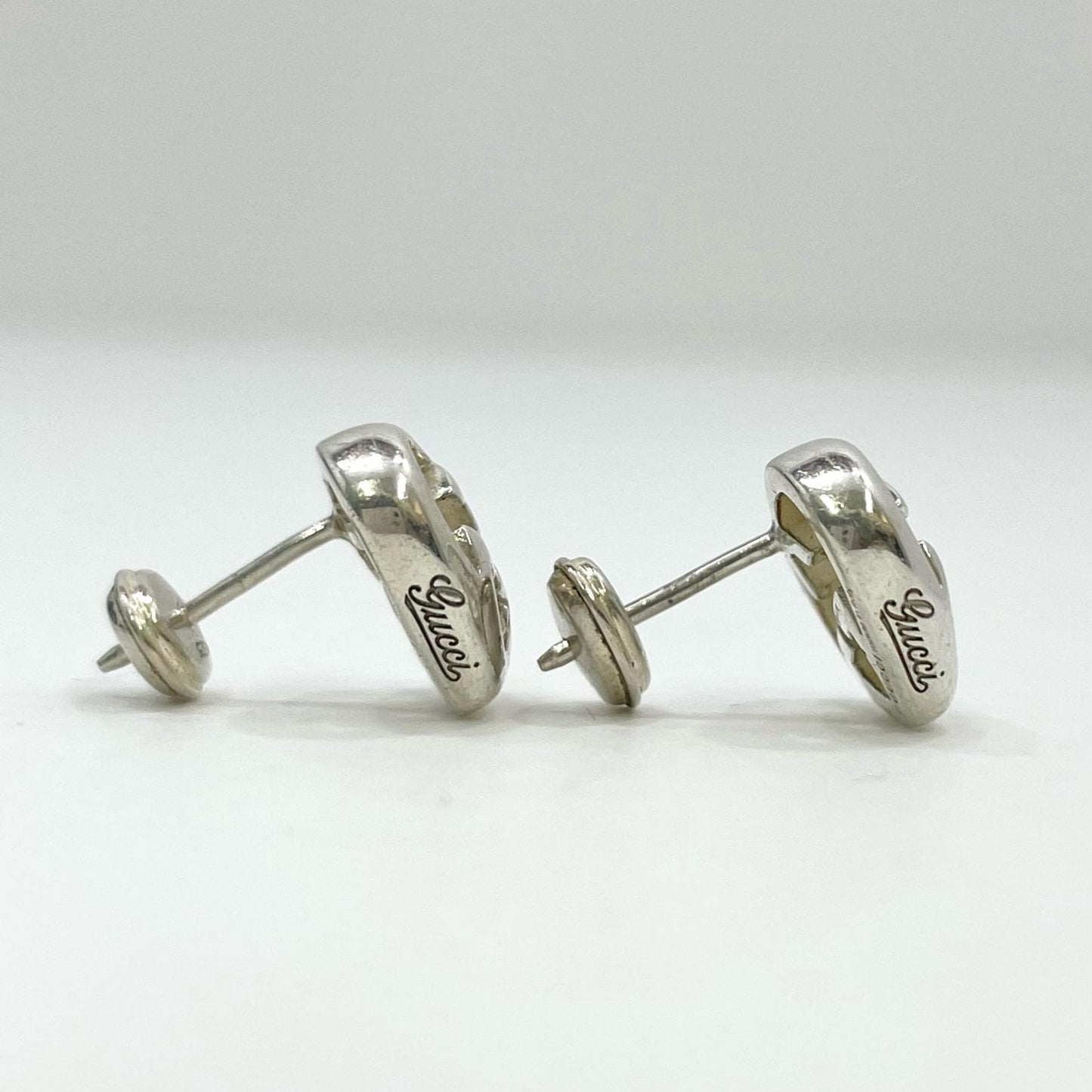 GUCCI Earrings Interlocking G Heart Silver AG925 Women Accessory Authentic