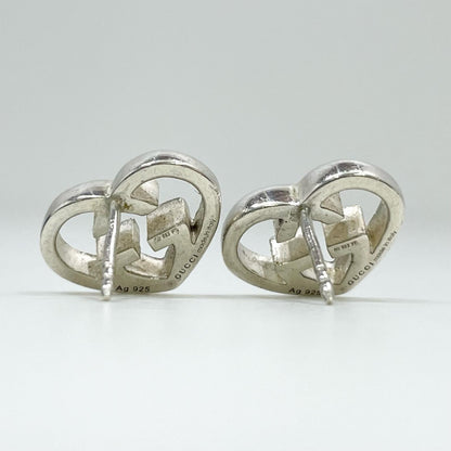 GUCCI Earrings Interlocking G Heart Silver AG925 Women Accessory Authentic