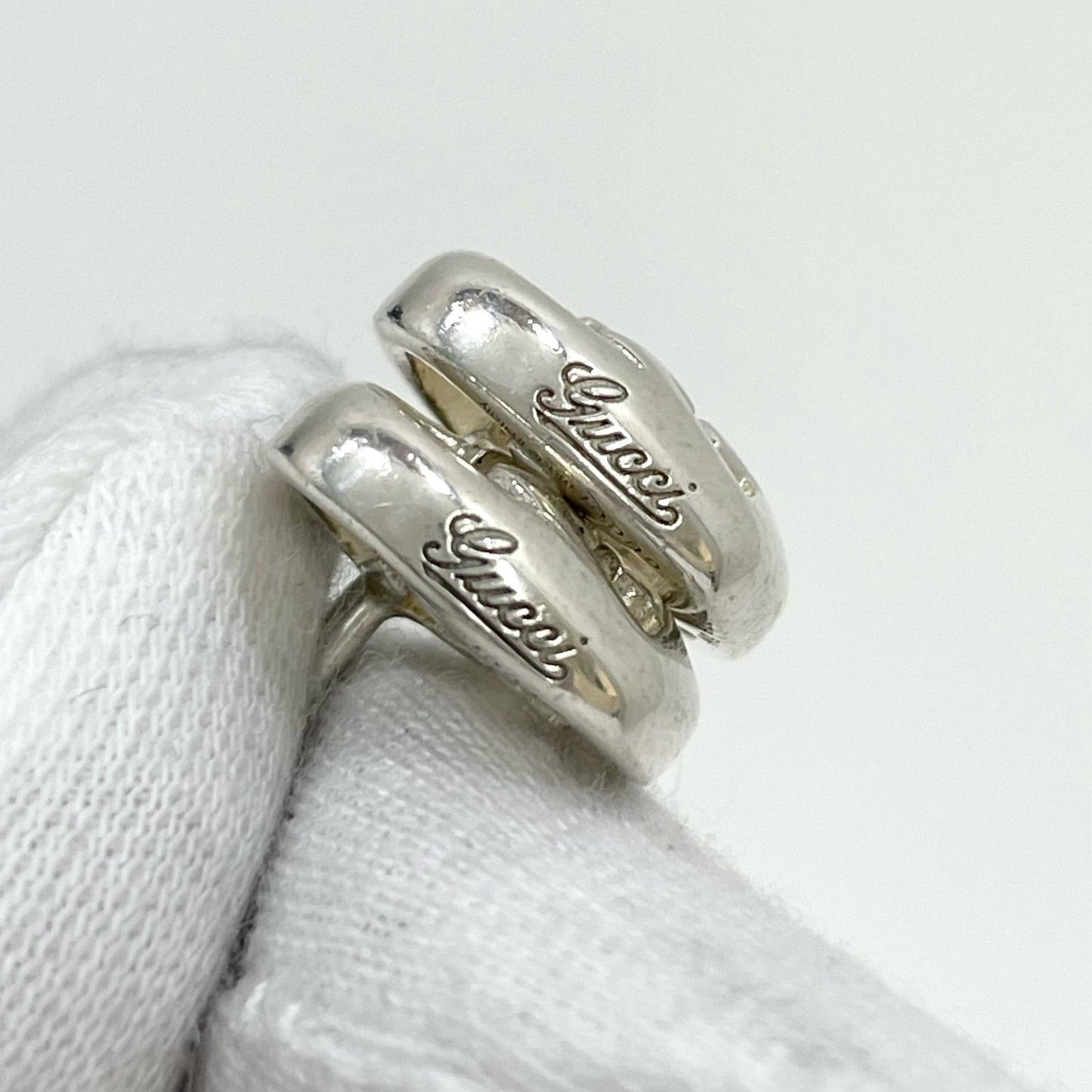 GUCCI Earrings Interlocking G Heart Silver AG925 Women Accessory Authentic