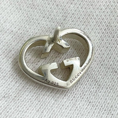 GUCCI Earrings Interlocking G Heart Silver AG925 Women Accessory Authentic