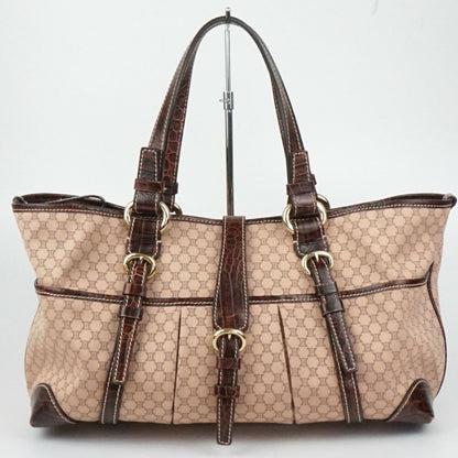 CELINE handbag Purse Macadam Canvas Leather Brown Women's Authentic Used