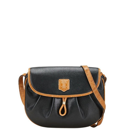 CELINE shoulder bag Purse Leather Black Brown Women's Authentic Used