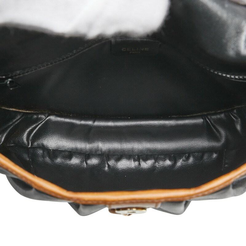 CELINE shoulder bag Purse Leather Black Brown Women's Authentic Used
