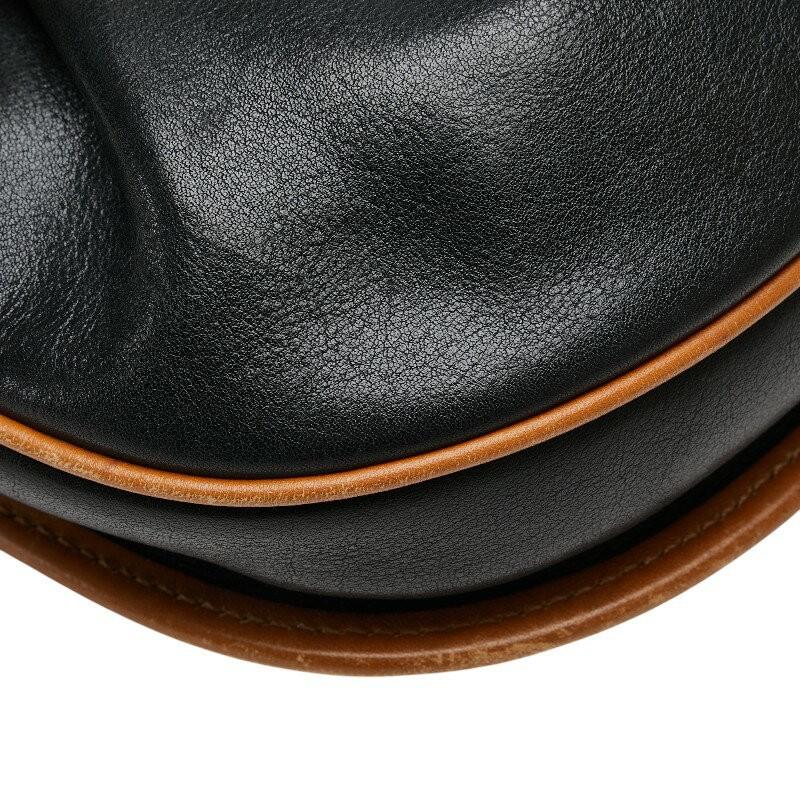 CELINE shoulder bag Purse Leather Black Brown Women's Authentic Used