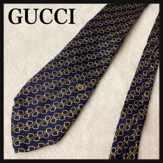 GUCCI Necktie Tie All over chain pattern GG Geometric Made in Italy Men's Used