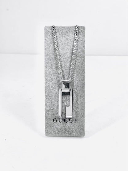 GUCCI Necklace Pendant Smart G logo Silver 925 Unisex Accessory Authentic