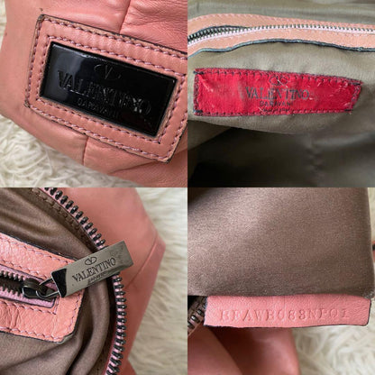 Valentino Garavani Hand Shoulder Bag Tote Purse 2way Leather Pink Authentic