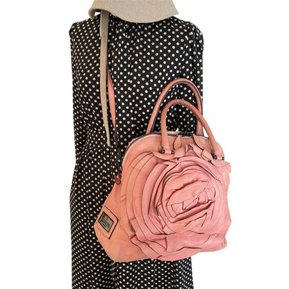 Valentino Garavani Hand Shoulder Bag Tote Purse 2way Leather Pink Authentic