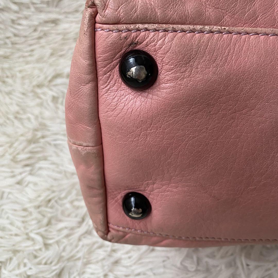 Valentino Garavani Hand Shoulder Bag Tote Purse 2way Leather Pink Authentic