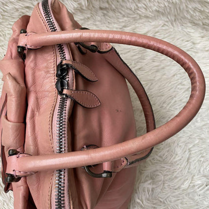 Valentino Garavani Hand Shoulder Bag Tote Purse 2way Leather Pink Authentic