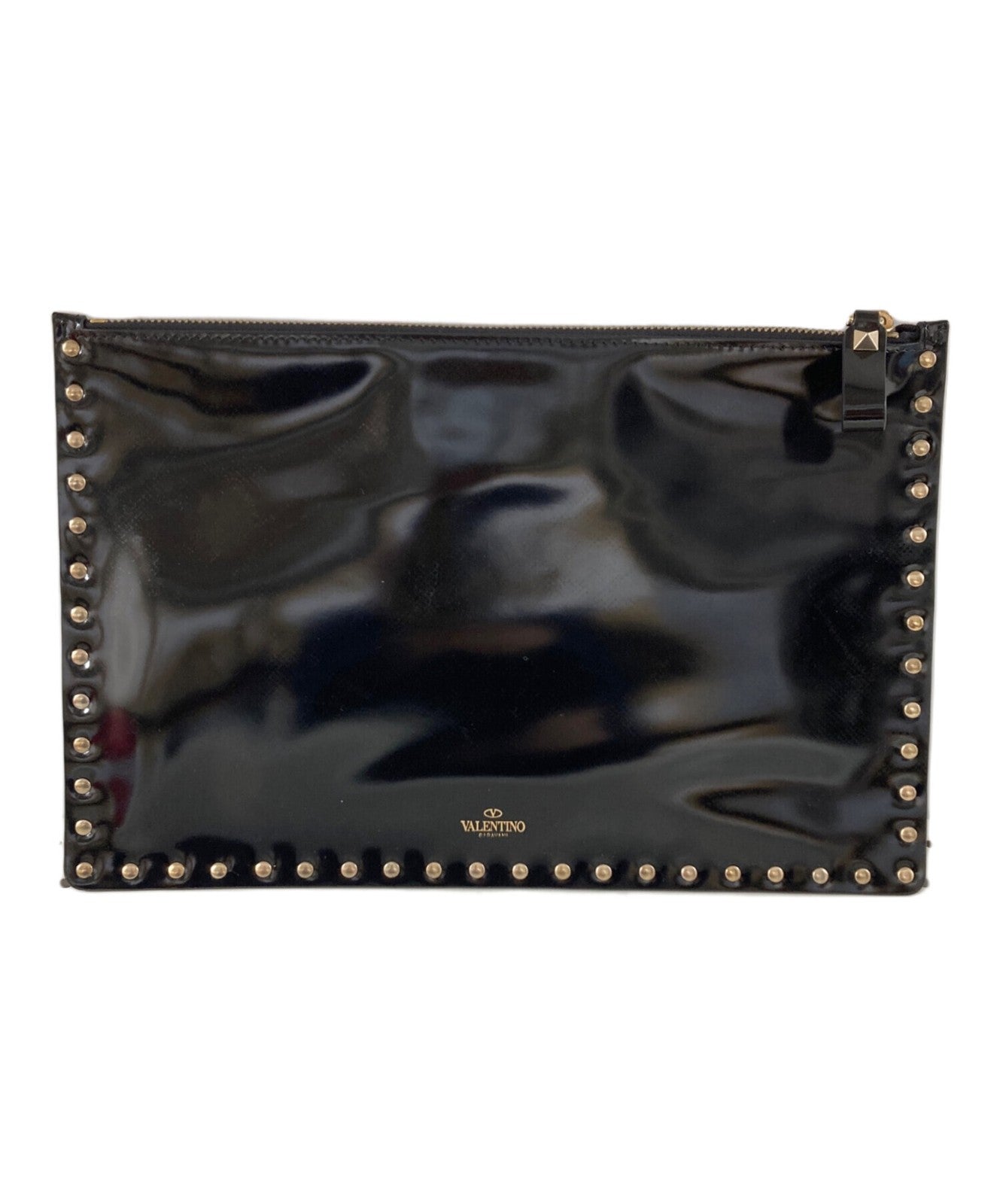 Valentino Clutch Bag Second Bag Rockstuds Black Authentic