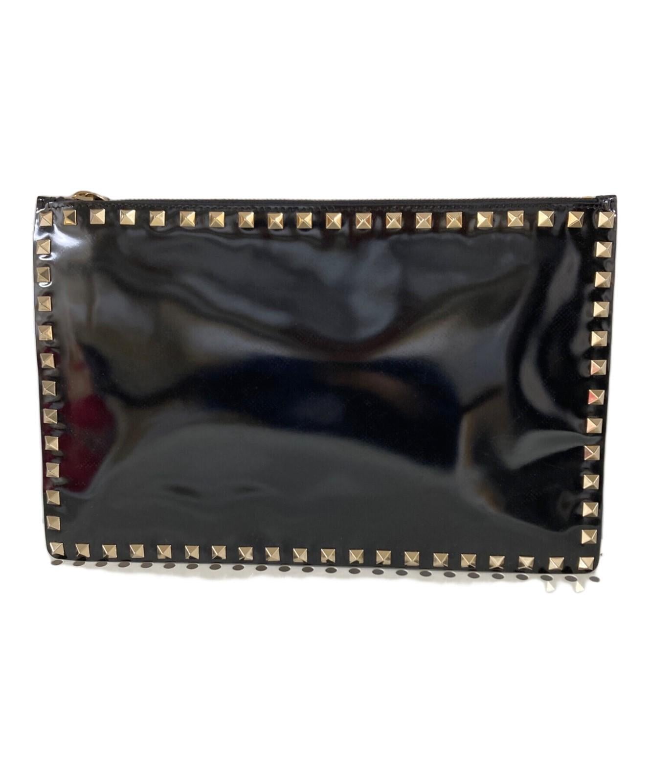 Valentino Clutch Bag Second Bag Rockstuds Black Authentic