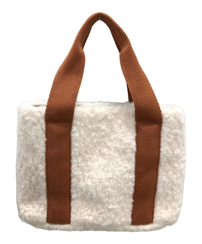 Chloe Hand Shoulder Bag Tote Purse 2way CHLOE KID Logo White Brown Authentic