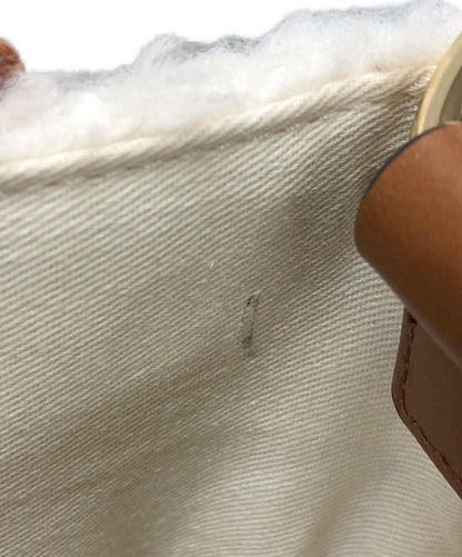 Chloe Hand Shoulder Bag Tote Purse 2way CHLOE KID Logo White Brown Authentic