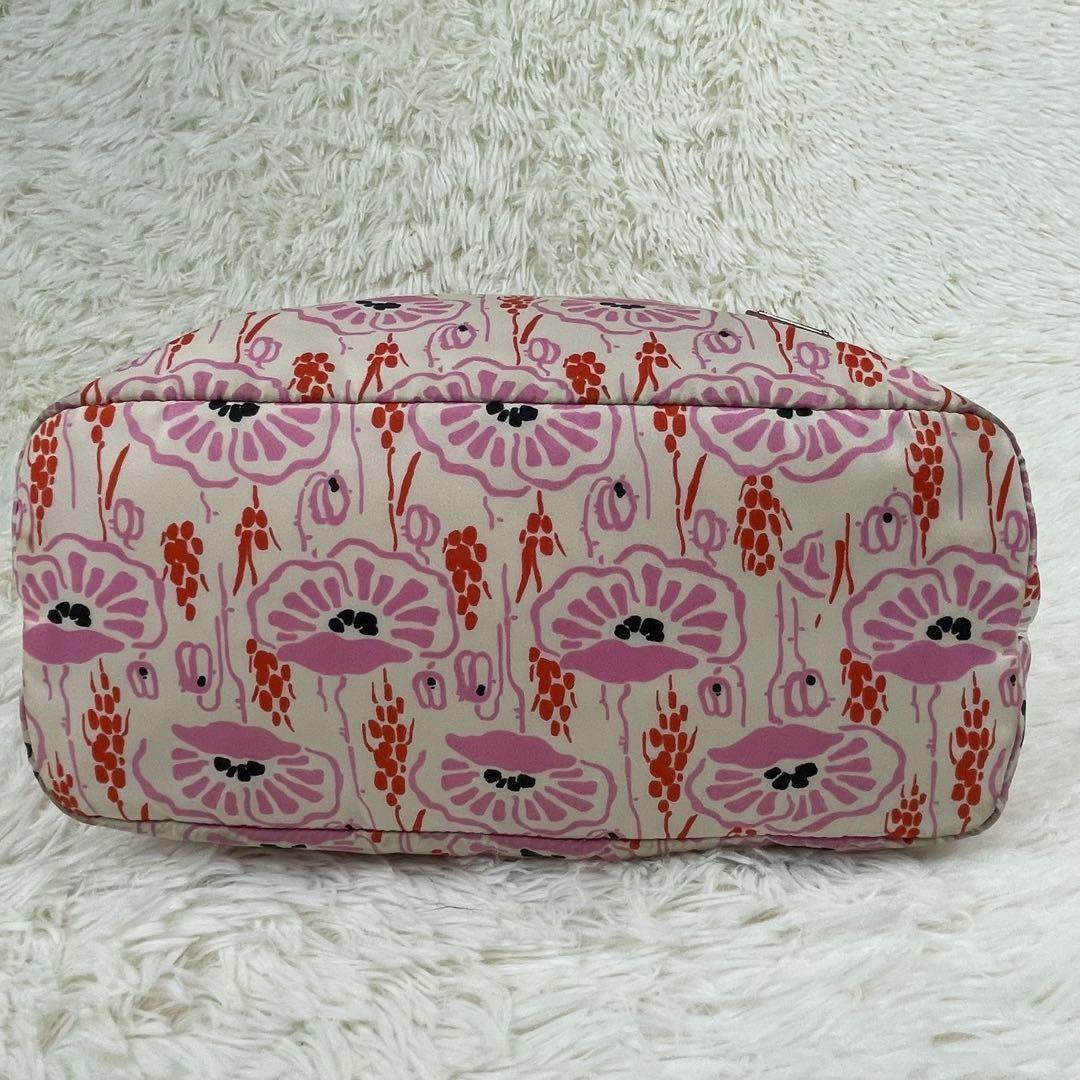 PRADA Hand Bag Tote Purse Logo Nylon Leather Pink Authentic