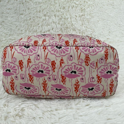 PRADA Hand Bag Tote Purse Logo Nylon Leather Pink Authentic