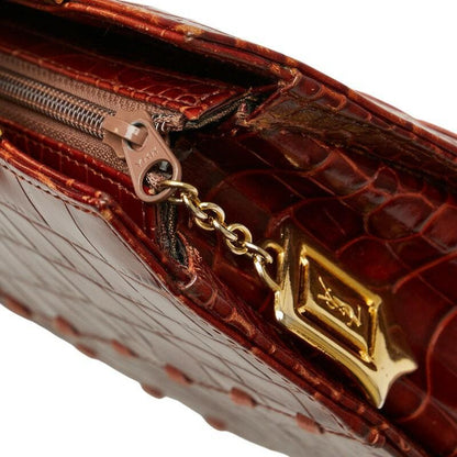 Saint Laurent Hand Bag Tote Purse Leather Brown Authentic