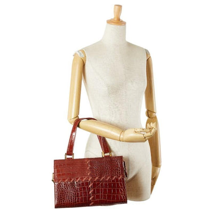 Saint Laurent Hand Bag Tote Purse Leather Brown Authentic