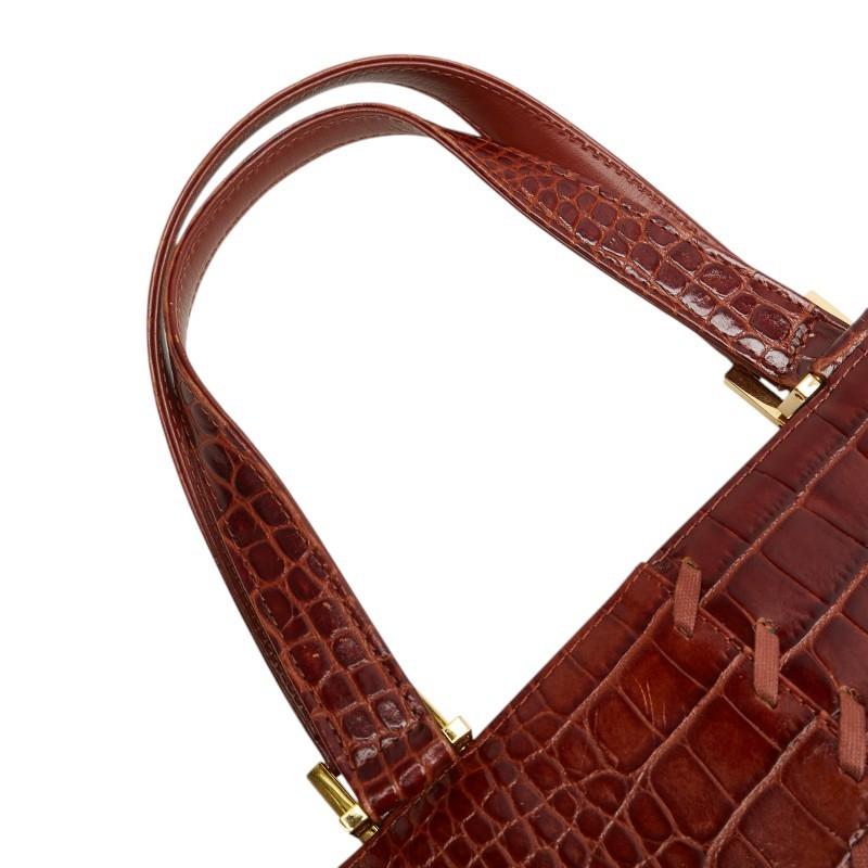 Saint Laurent Hand Bag Tote Purse Leather Brown Authentic