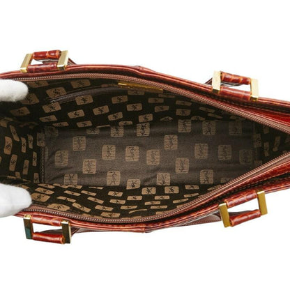 Saint Laurent Hand Bag Tote Purse Leather Brown Authentic