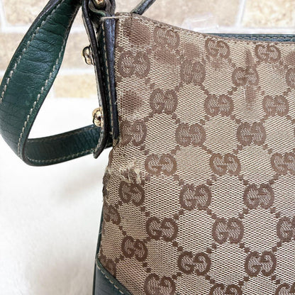 GUCCI Shoulder Bag Purse Sherry Line GG Canvas Leather Beige Authentic