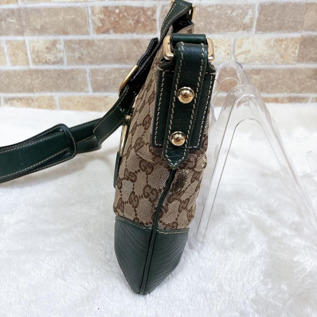 GUCCI Shoulder Bag Purse Sherry Line GG Canvas Leather Beige Authentic