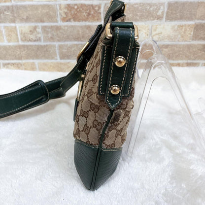 GUCCI Shoulder Bag Purse Sherry Line GG Canvas Leather Beige Authentic