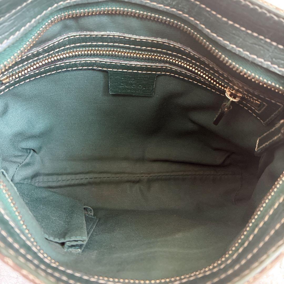 GUCCI Shoulder Bag Purse Sherry Line GG Canvas Leather Beige Authentic