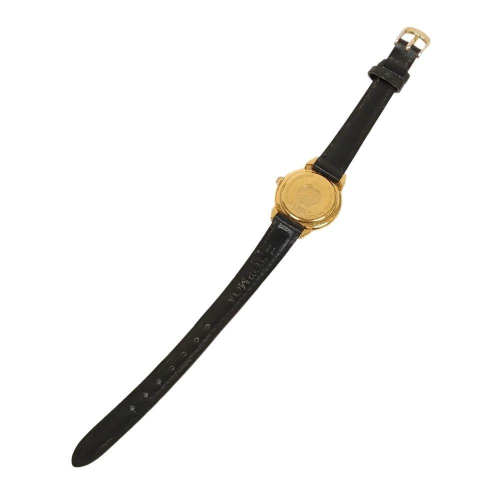 FENDI 350L Quartz Watch Wristwatch FF Logo Gold Black Women's Authentic