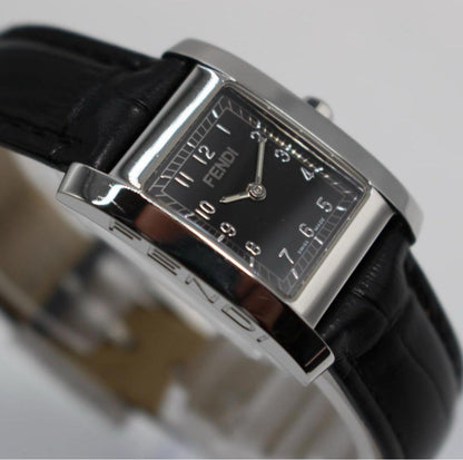 FENDI Quartz Watch Wristwatch Logo Black Silver Women's Authentic