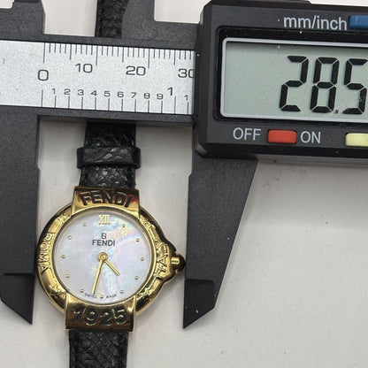 FENDI 430L Quartz Watch Wristwatch FF Logo Gold Black Women's Authentic