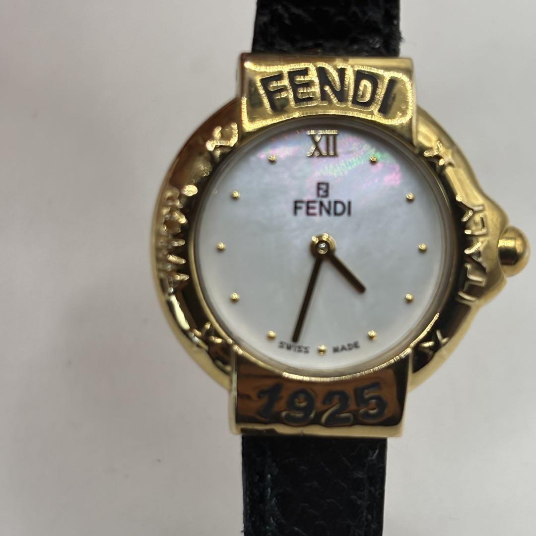 FENDI 430L Quartz Watch Wristwatch FF Logo Gold Black Women's Authentic