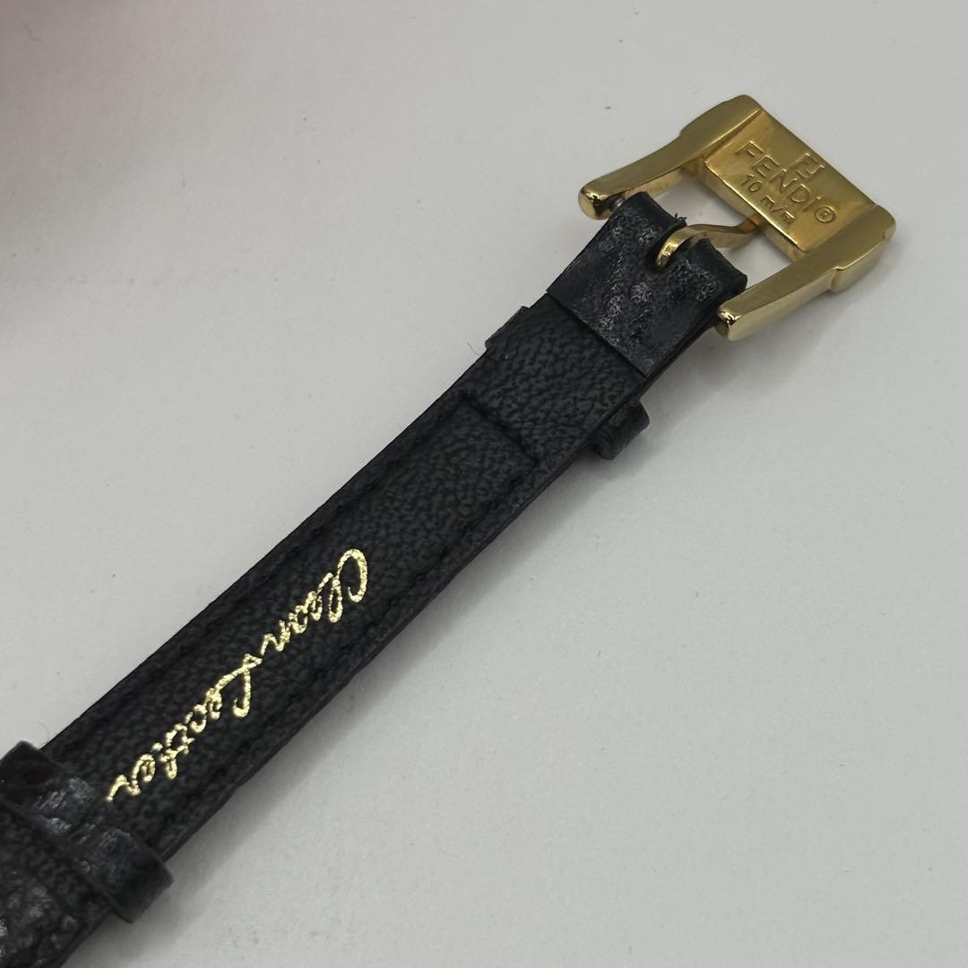 FENDI 430L Quartz Watch Wristwatch FF Logo Gold Black Women's Authentic