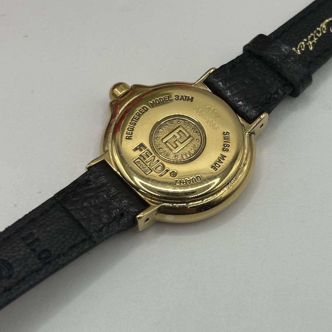 FENDI 430L Quartz Watch Wristwatch FF Logo Gold Black Women's Authentic