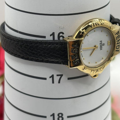 FENDI 430L Quartz Watch Wristwatch FF Logo Gold Black Women's Authentic