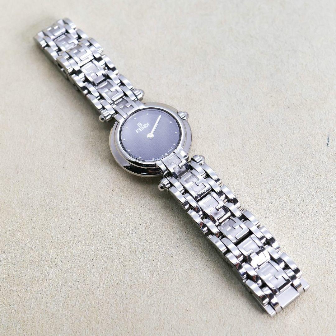 FENDI 750L Watch Wristwatch FF Zucca Logo Black Silver Women's Authentic