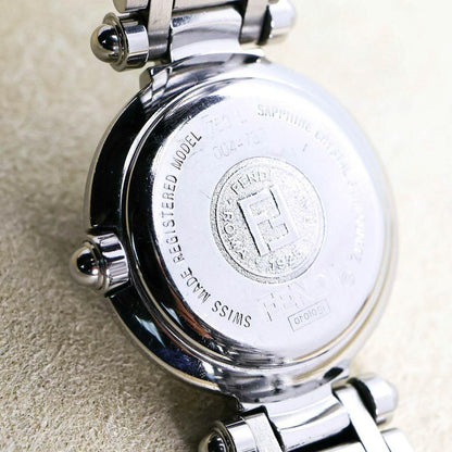 FENDI 750L Watch Wristwatch FF Zucca Logo Black Silver Women's Authentic