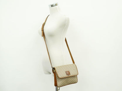 CELINE Shoulder Bag Purse Macadam PVC Beige Authentic