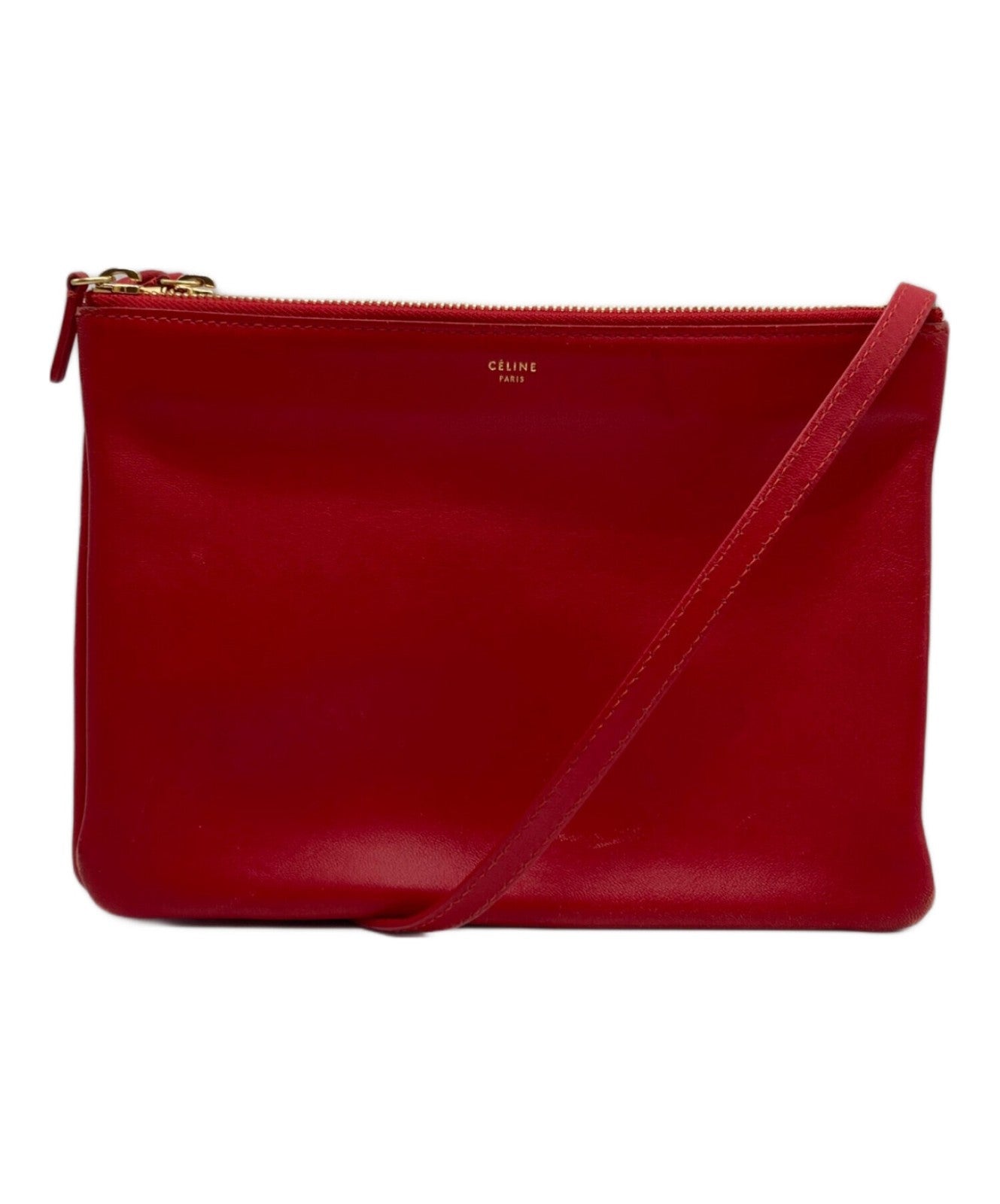 CELINE Shoulder Bag Purse Red Authentic