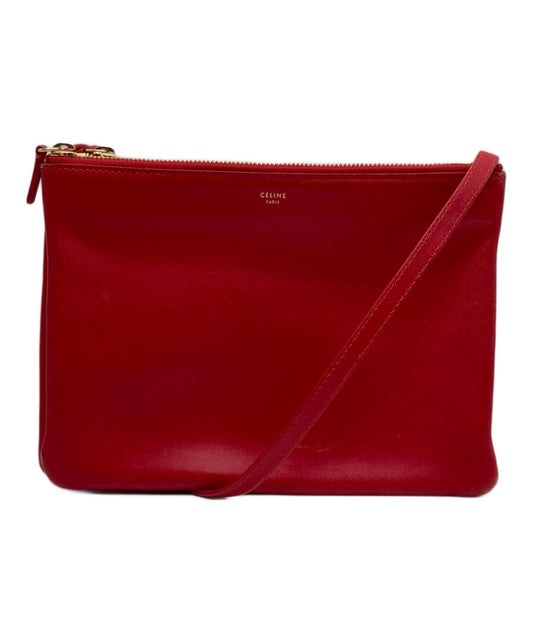 CELINE Shoulder Bag Purse Red Authentic