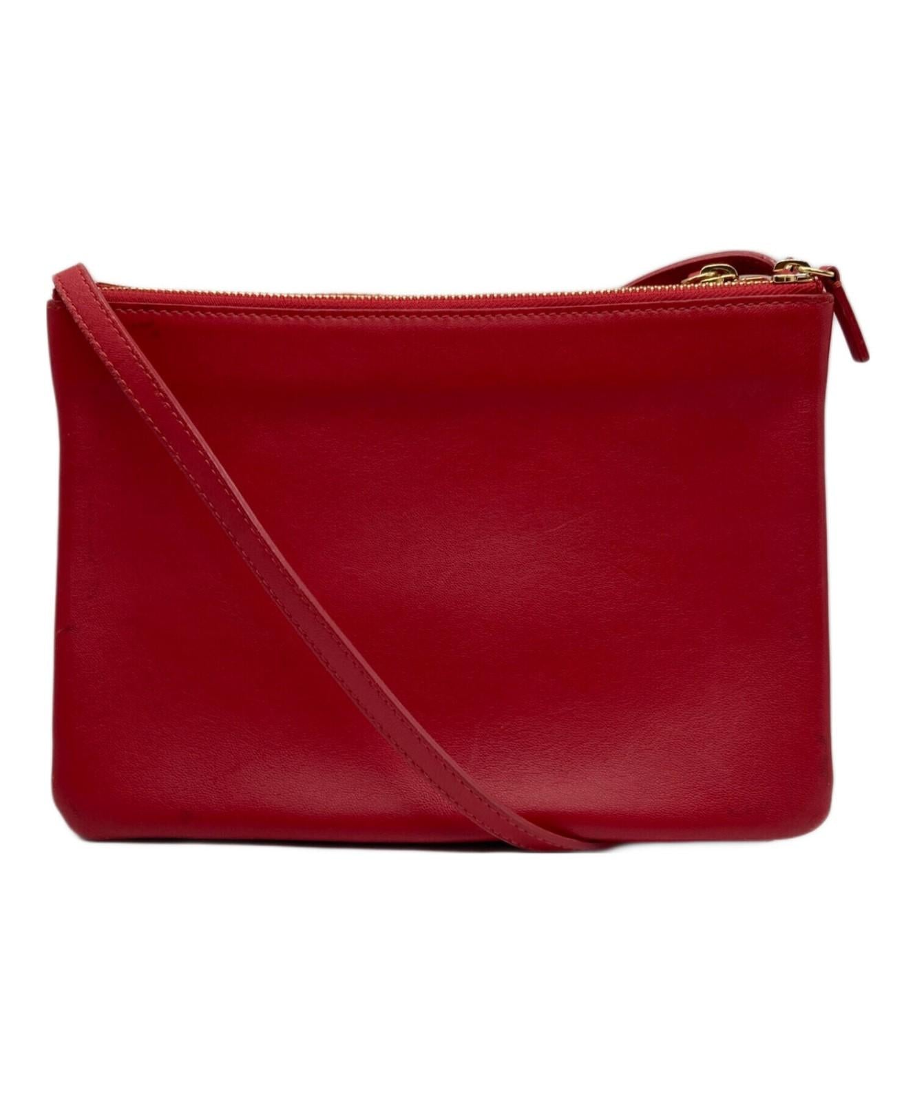 CELINE Shoulder Bag Purse Red Authentic
