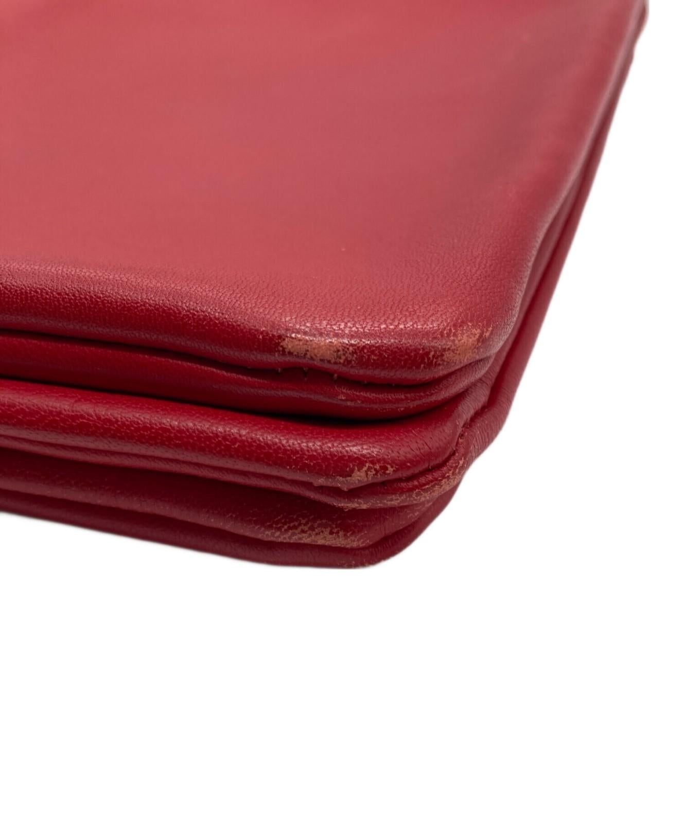 CELINE Shoulder Bag Purse Red Authentic