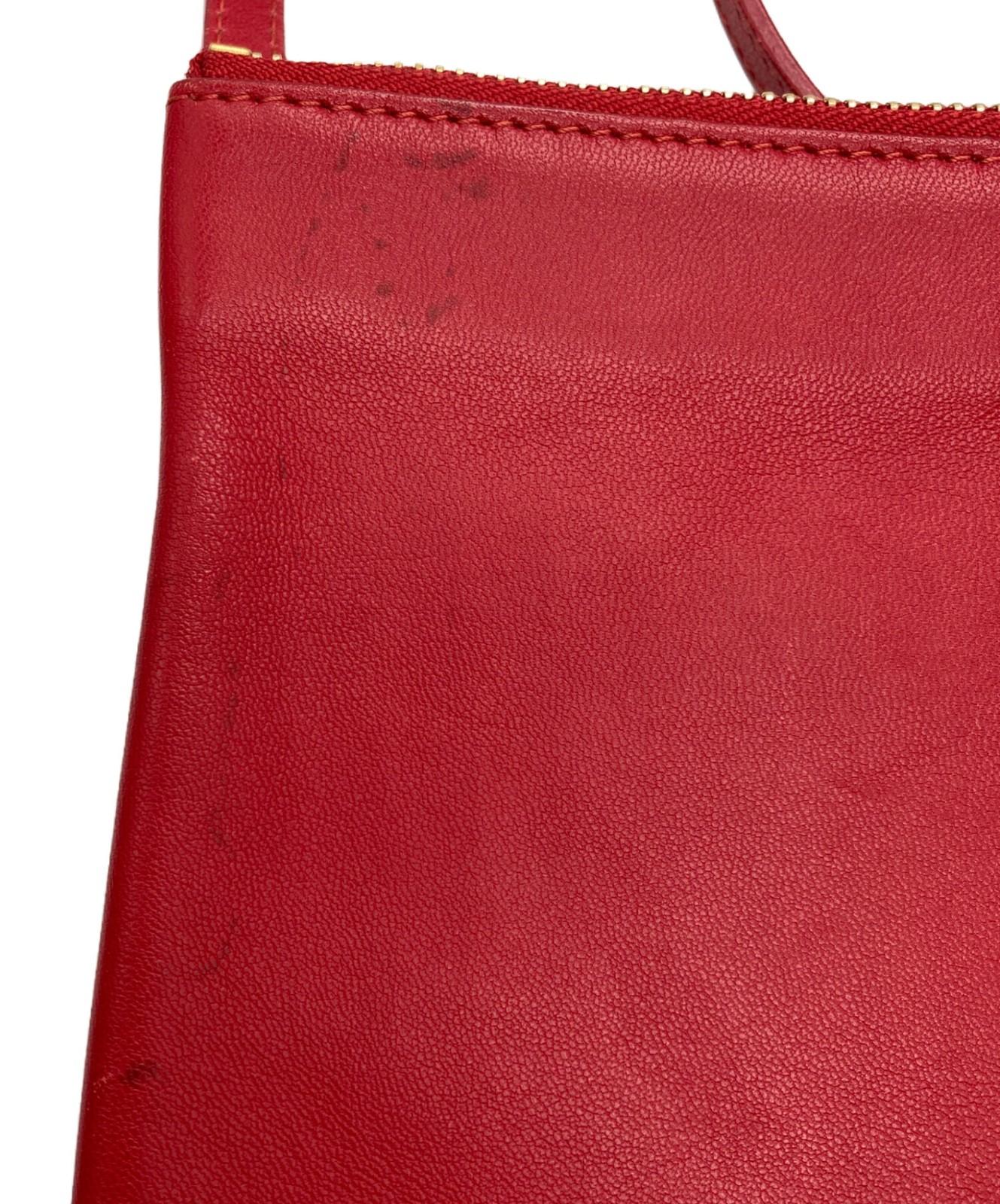 CELINE Shoulder Bag Purse Red Authentic