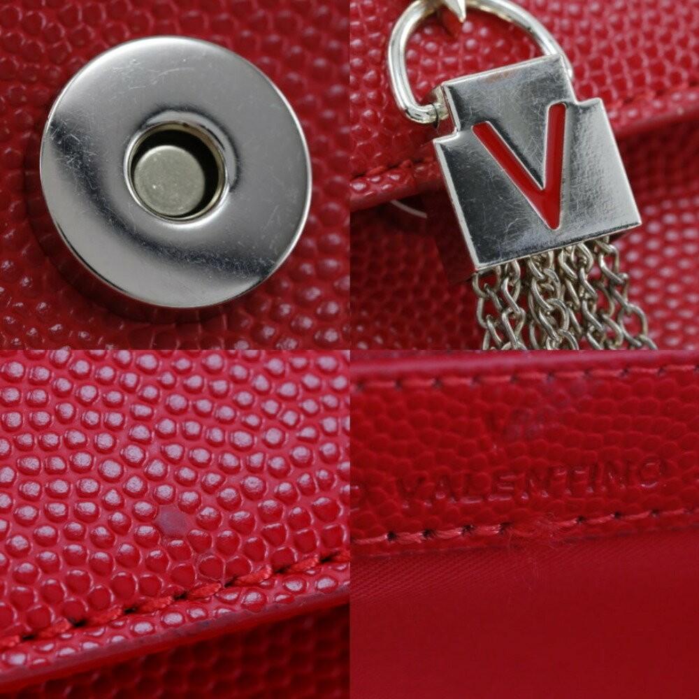 MARIO VALENTINO Shoulder Bag Purse 2way Leather Red Authentic